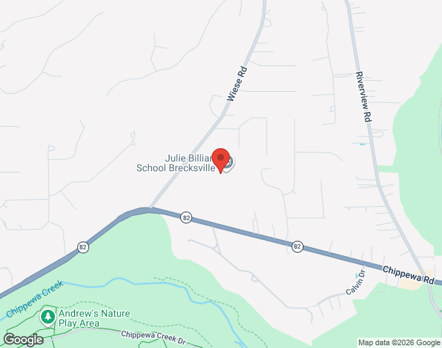 Map showing location at 8611 Wiese Road, Brecksville, OH