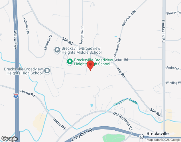 Map showing location at 6638 Mill Road, Brecksville, OH