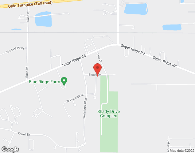 Map showing location at 37077 Shady Drive, North Ridgeville, OH