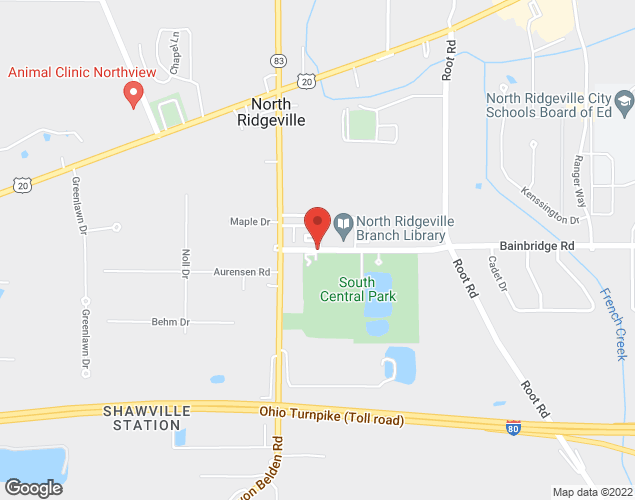 Map showing location at 35753 Bainbridge Road, North Ridgeville, OH