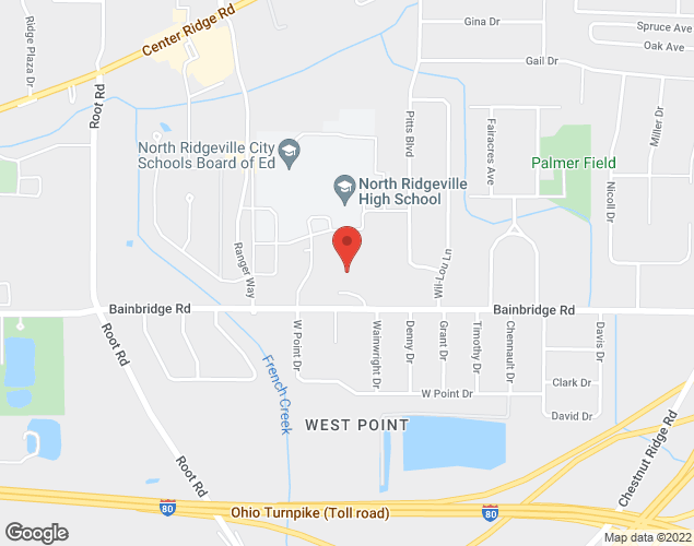 Map showing location at 34580 Bainbridge Road, North Ridgeville, OH