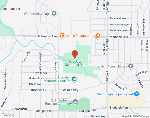 Map showing location at 7619 Memphis Ave, Brooklyn, OH