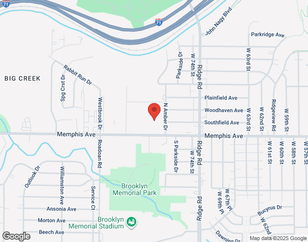 Map showing location at 7600 Memphis Ave, Brooklyn, OH