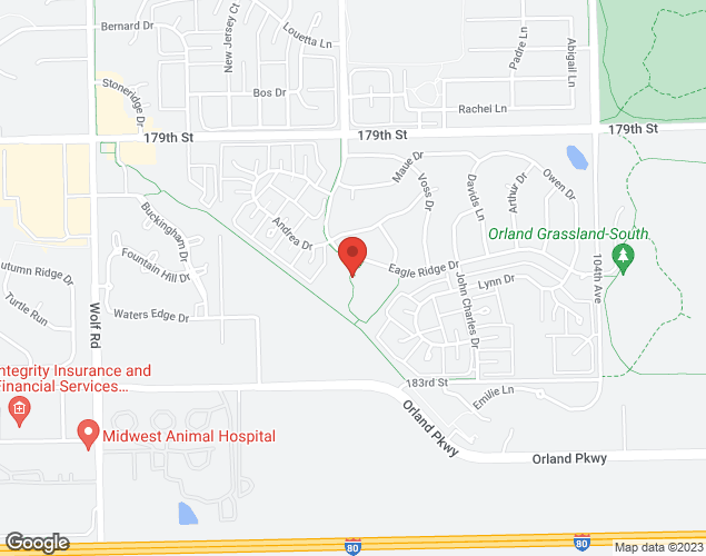 Map showing location at 10755 Eagle Ridge Drive, Orland Park, IL