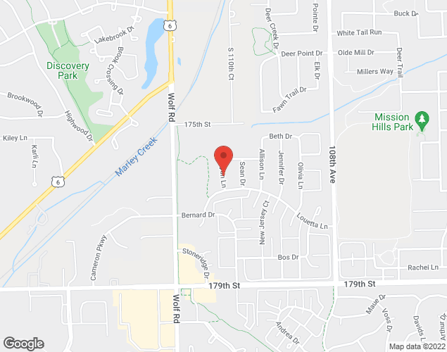 Map showing location at Louetta and Ryan Ln, Orland Park, IL