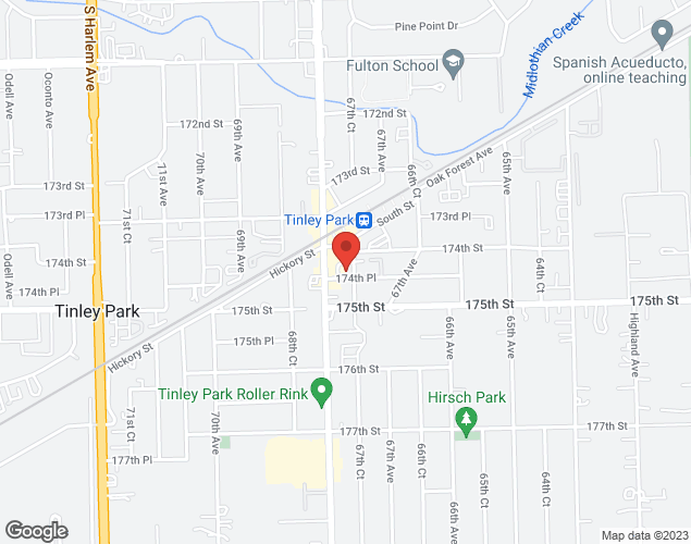 Map showing location at 17420 S 67th Ct, Tinley Park, IL