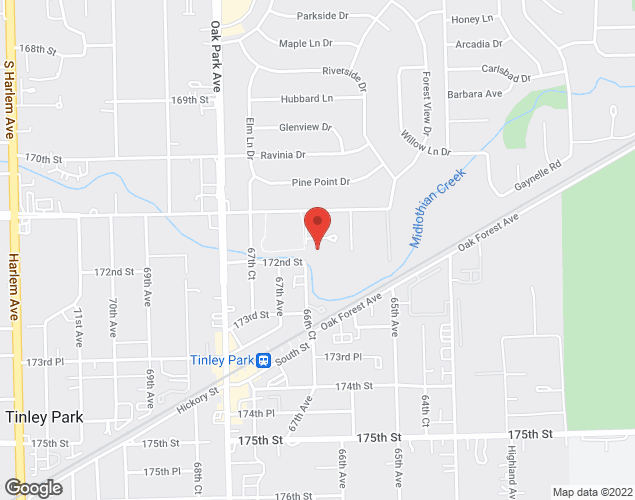 Map showing location at 6641 W. 171st, Tinely Park, IL