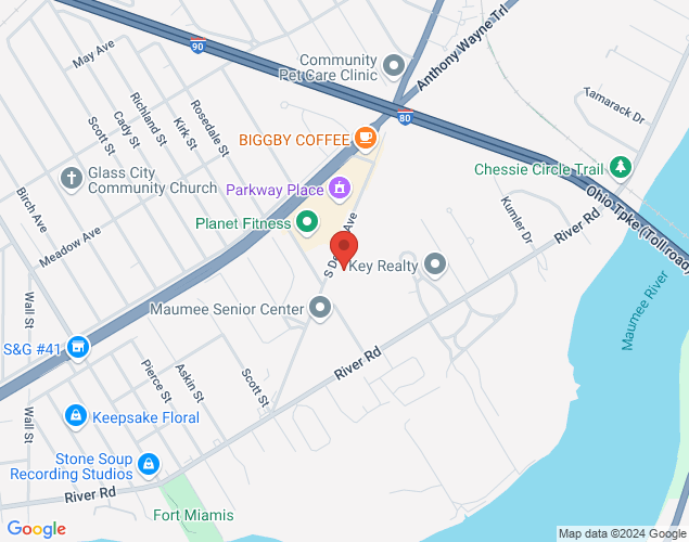 Map showing location at 2584 Parkway Plaza, Maumee, OH
