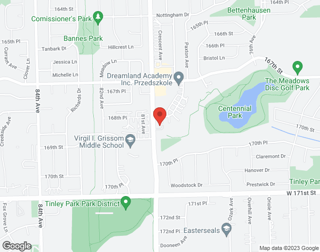 Map showing location at 16801 80th Ave, Tinley Park, IL