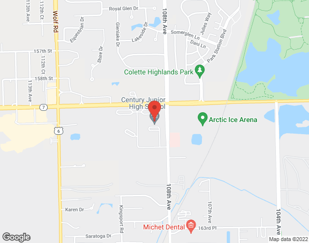 Map showing location at 10801 W. 159th St, Orland Park, IL