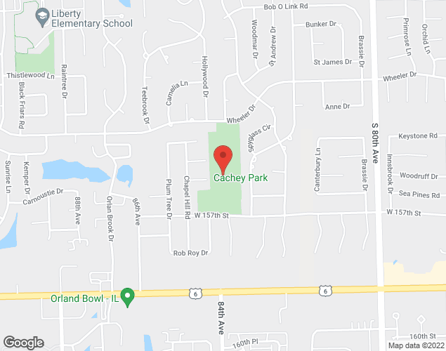Map showing location at 8401 Wheeler Drive, Orland Park, IL