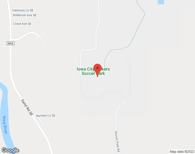 Map showing location at 4400 Soccer Park Road, Iowa City, IA