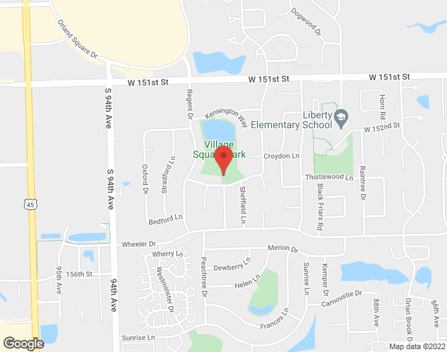 Map showing location at 9030 Windsor Dr., Orland Park, IL