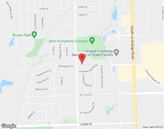 Map showing location at 14855 West Ave, Orland Park, IL