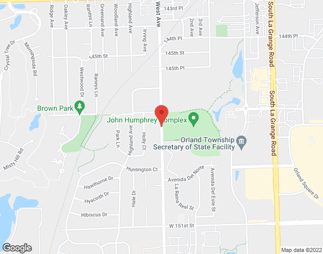 Map showing location at 14755 West Ave, Orland Park, IL