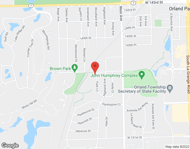 Map showing location at 14700 Park Ln, Orland Park, IL