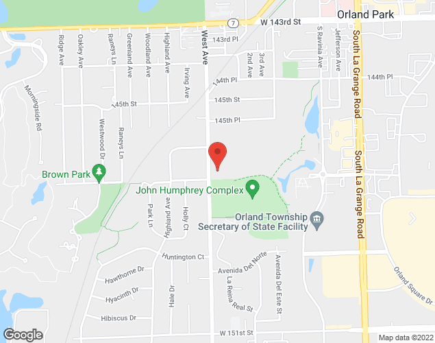 Map showing location at 14671 West Ave, Orland Park, IL