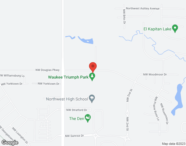Map showing location at 700 NW Douglas Parkway, Waukee, IA