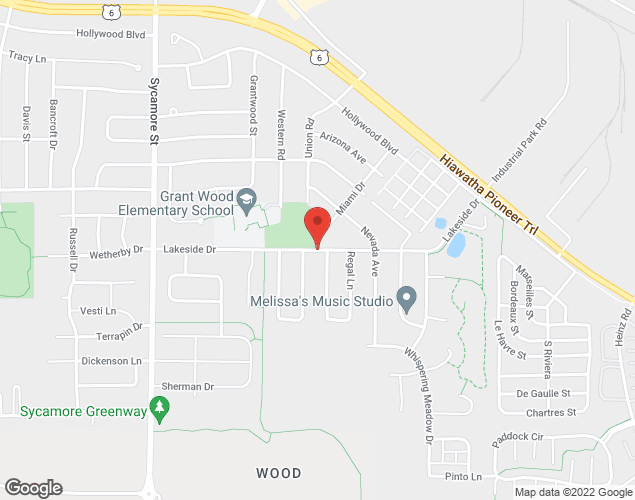 Map showing location at 2500 Miami Drive, Iowa City, IA