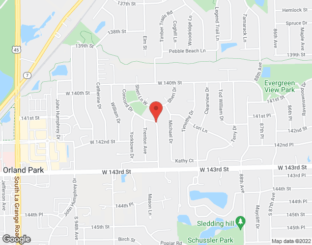 Map showing location at 14039 Concord Drive, Orland Park, IL
