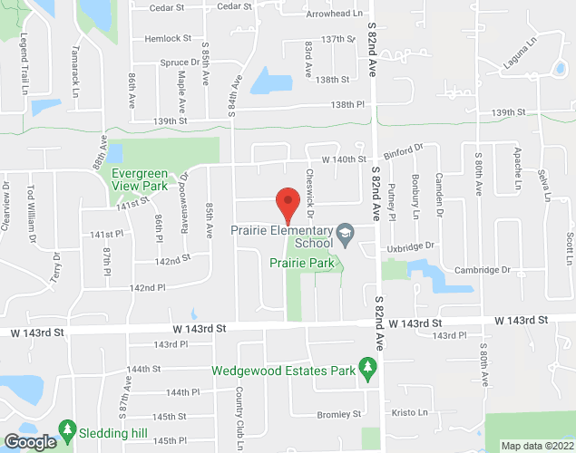 Map showing location at Christina Ave and 141st Street, Orland Park, IL