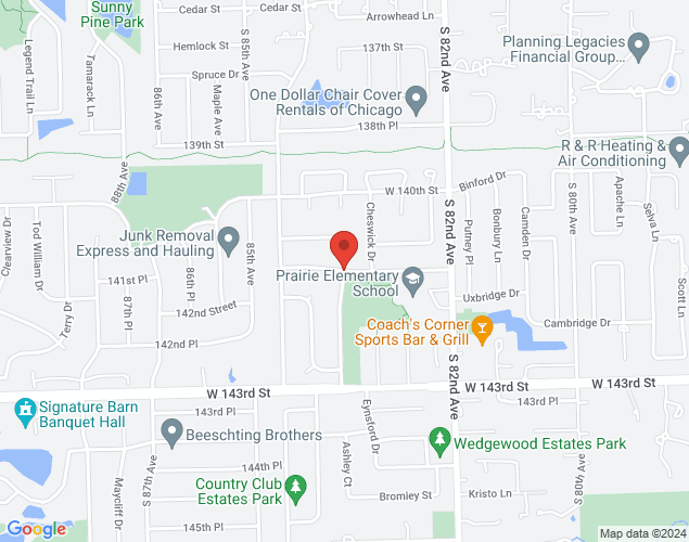 Map showing location at Christina Ave and 141st Street, Orland Park, IL