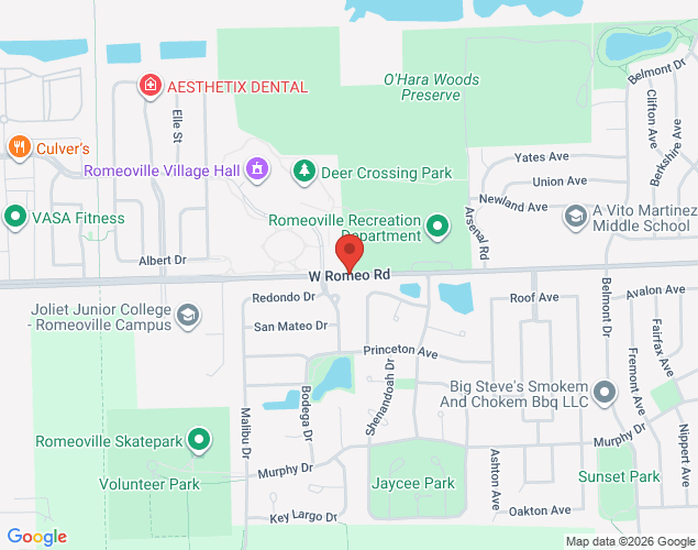 Map showing location at 391 Sunset Point, Romeoville, IL