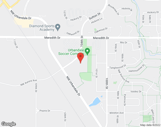 Map showing location at 4401 104th Street, Urbandale, IA