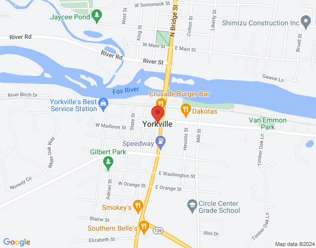 Map showing location at Yorkville Parks and Recreation, YORKVILLE, IL