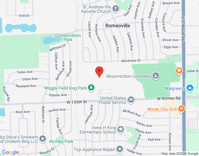 Map showing location at 400 West Romeo Road, Romeoville, IL