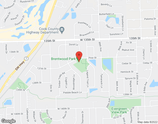 Map showing location at 8901 Pine St, Orland Park, IL