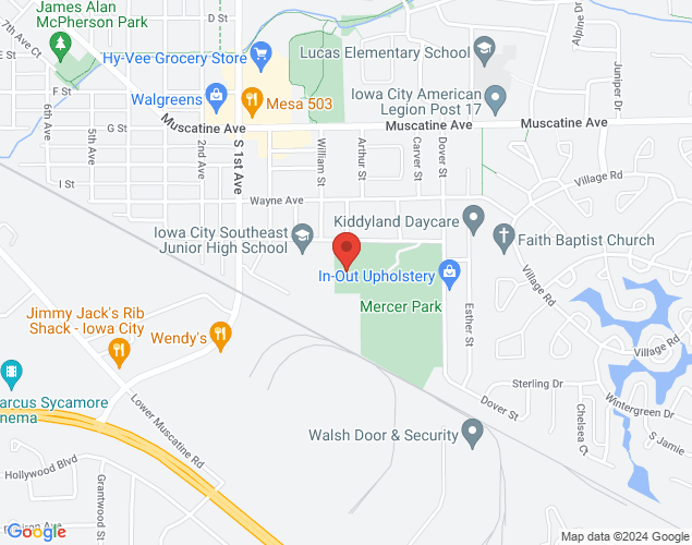 Map showing location at 2701 Bradford Drive, Iowa City, IA