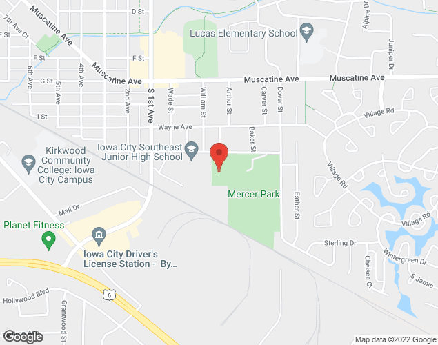 Map showing location at 2701 Bradford Drive, Iowa City, IA