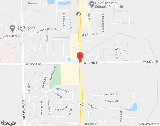 Map showing location at State Route 59 and 127 street, Plainfield, IL