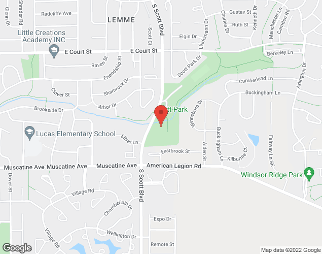 Map showing location at 800 S. Scott Blvd., Iowa City, IA