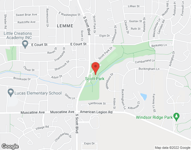 Map showing location at 640  S. Scott Blvd., Iowa City, IA