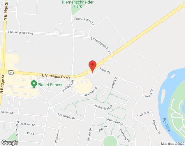 Map showing location at 9054 Veterans Parkway, Yorkville, IL