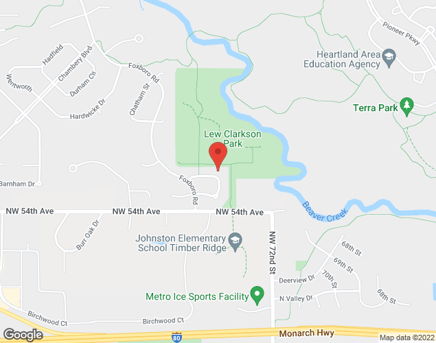 Map showing location at 7489 Barnsley Dr, Johnston, IA