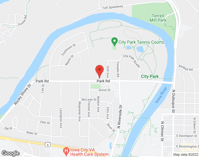 Map showing location at 200 East Park Road, Iowa City, IA