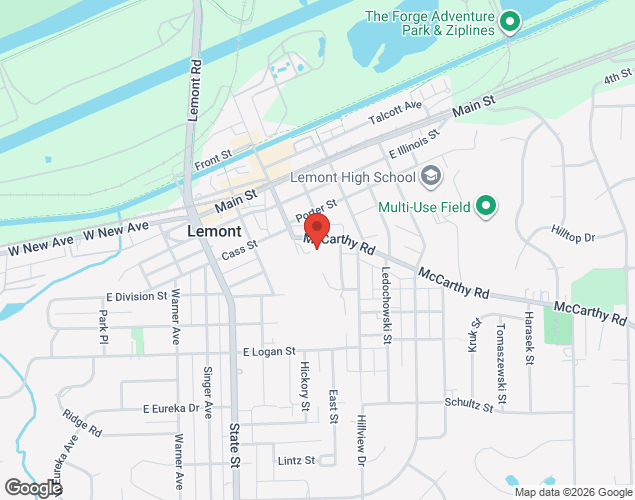 Map showing location at 410 McCarthy Rd, Lemont, IL