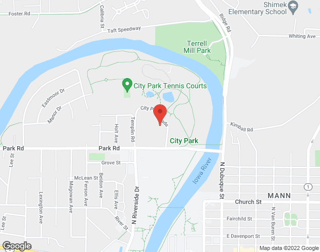 Map showing location at 200 Park Road, Iowa City, IA
