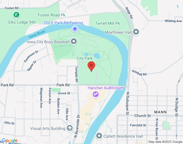 Map showing location at 200 Park Road, Iowa City, IA