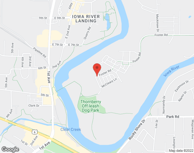 Map showing location at 1600 Foster Road, Iowa City, IA