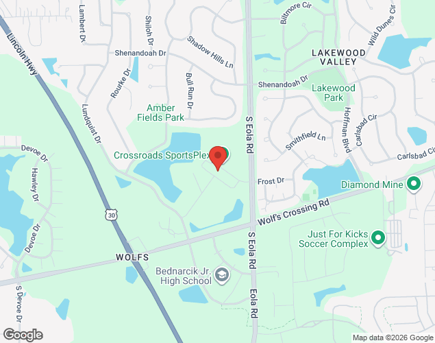 Map showing location at 3003 S Eola Rd, aurora, IL