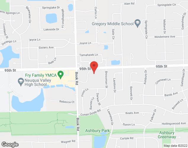 Map showing location at 1852 95th St., Naperville, IL