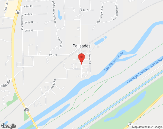 Map showing location at 10S474 Madison, Burr Ridge, IL