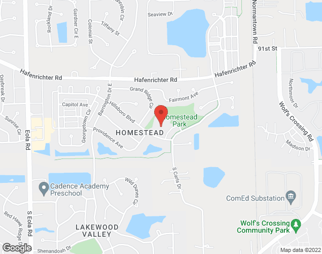 Map showing location at 2830 Hillsboro Blvd., Aurora, IL