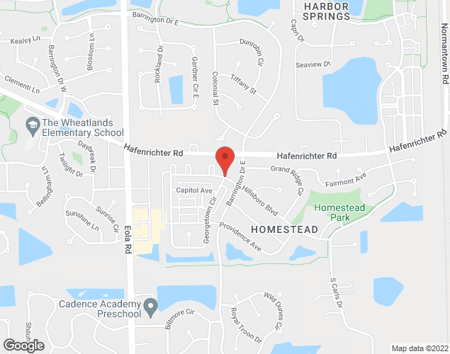 Map showing location at Hillsboro Boulevard and Georgetown Circle, Aurora, IL
