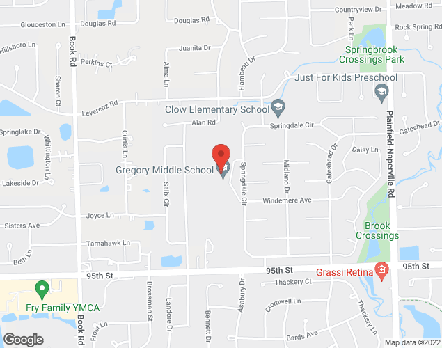 Map showing location at 2621 Springdale Circle, Naperville, IL