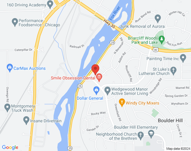 Map showing location at 0 Boulder Hill Pass, Montgomery, IL